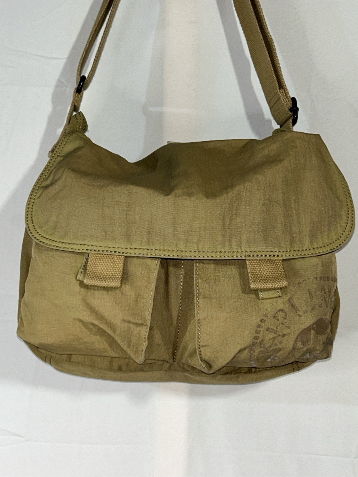 KIPLING Crossbody Beige Canvas Shoulder Sling Bag Adjustable Strap