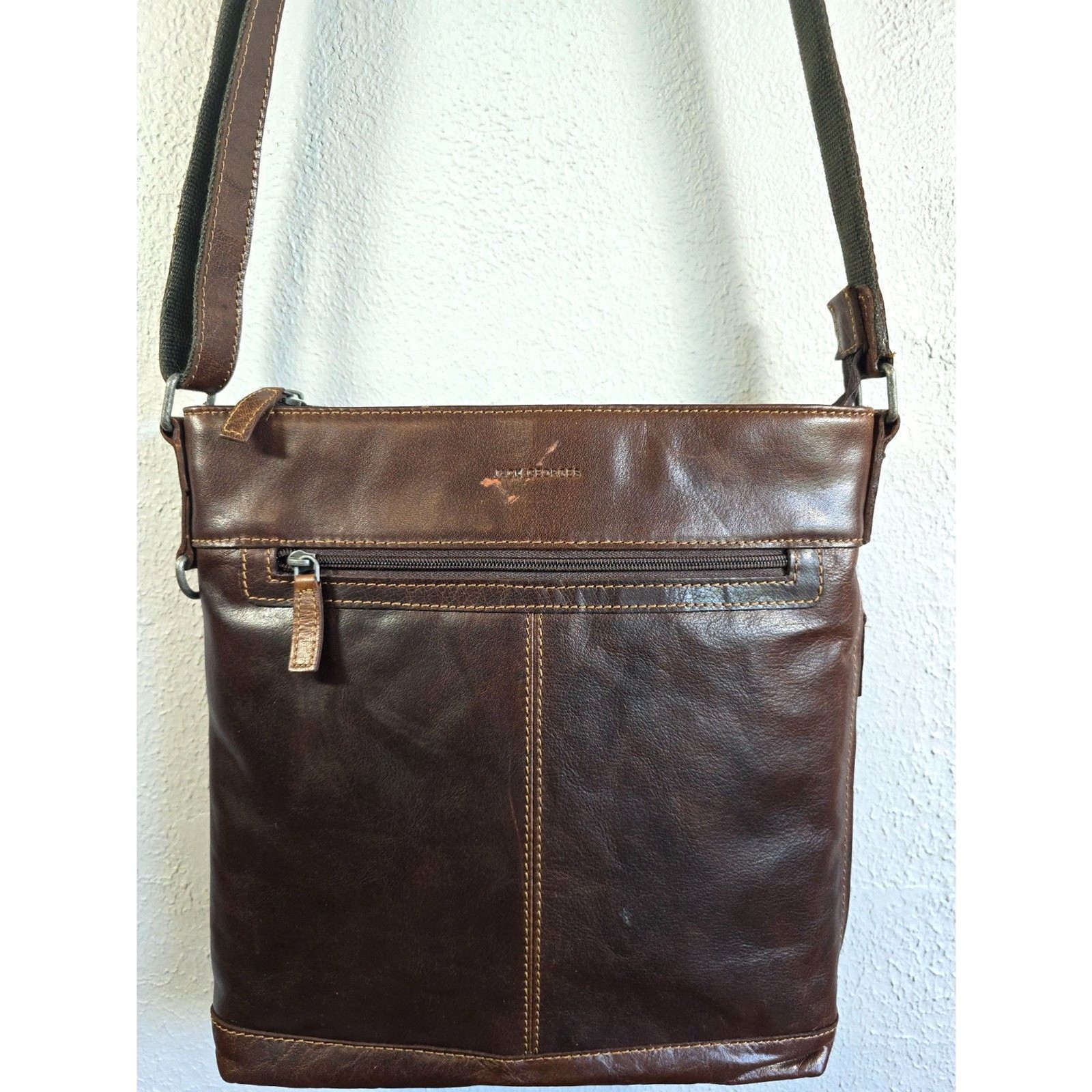 Jack Georges Brown Buffalo Leather Crossbody Bag Voyager Collection #7312