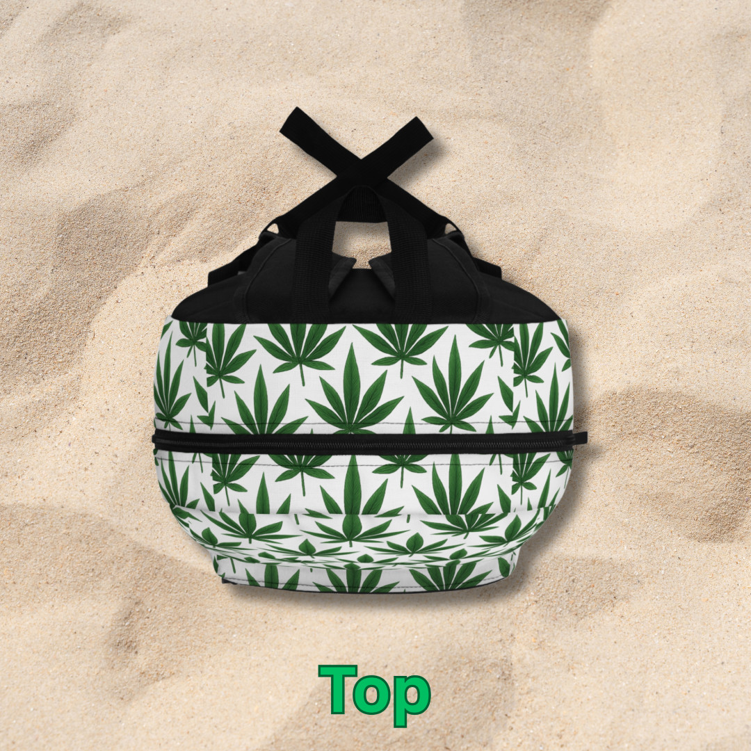 Cannabis Leaf Pattern Backpack | Marijuana Print Bag, Weed Lover Gift