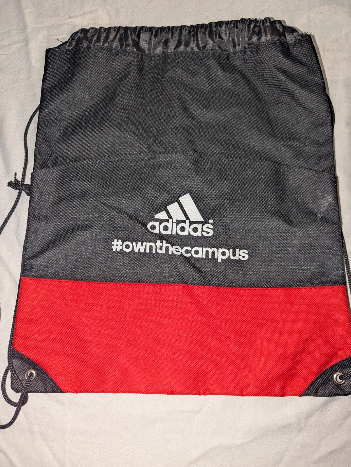 Adidas Own the Campus Black Red Cinch Bag Backpack Canvas Hit Promotional