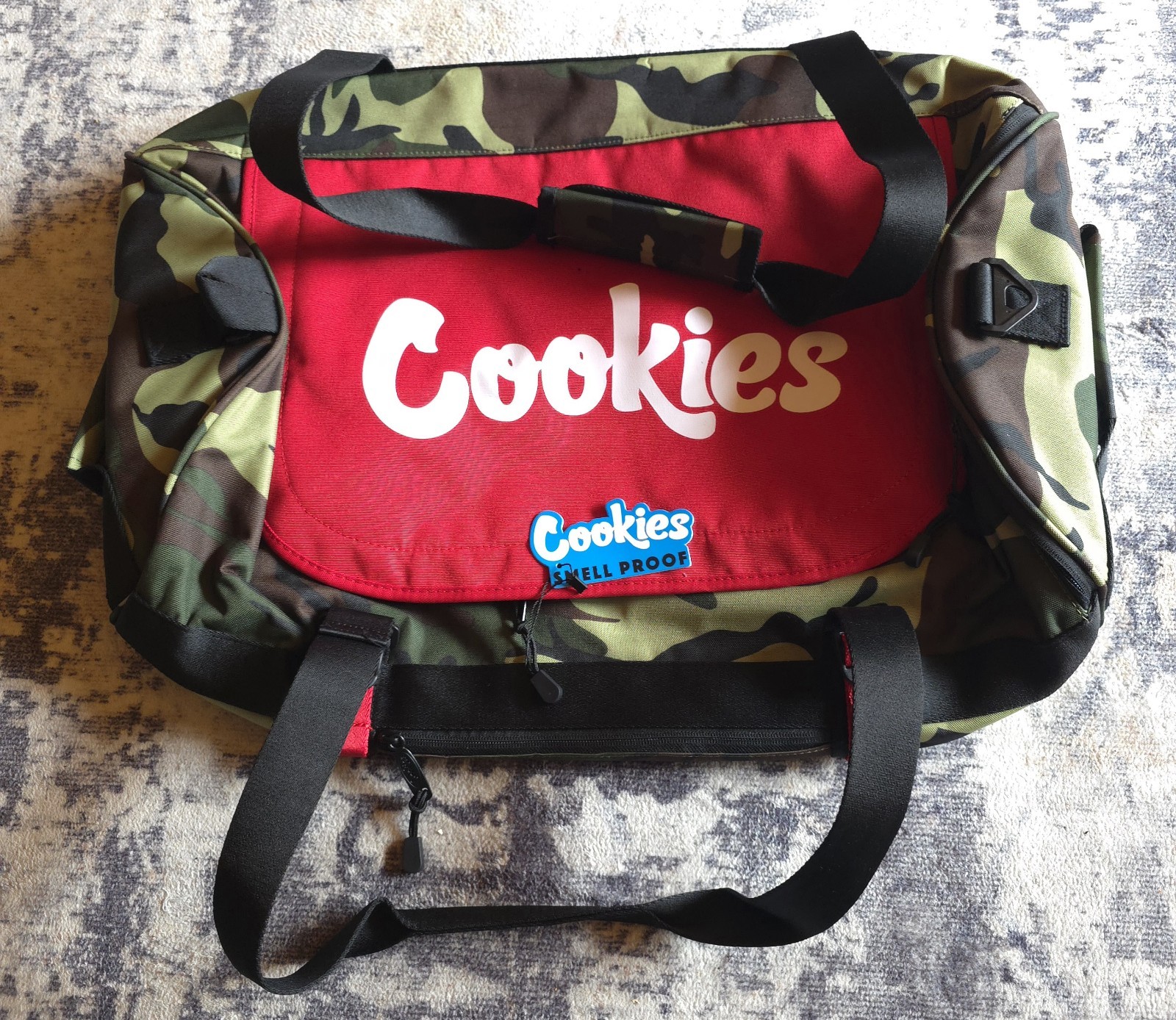Cookies sf NEW PARKS UTILITY camo & red Duffle Bag”NO SMELL” BALLER CAMO BAG NWT