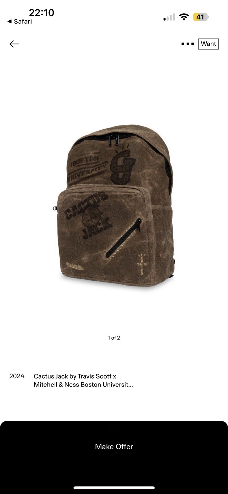 Cactus Jack Travis Scott X Mitchell & Ness Grambling State University Backpack