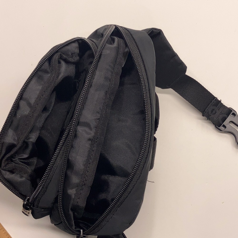 Adidas recycled polyester black padded hip Crossbody small zippered bag