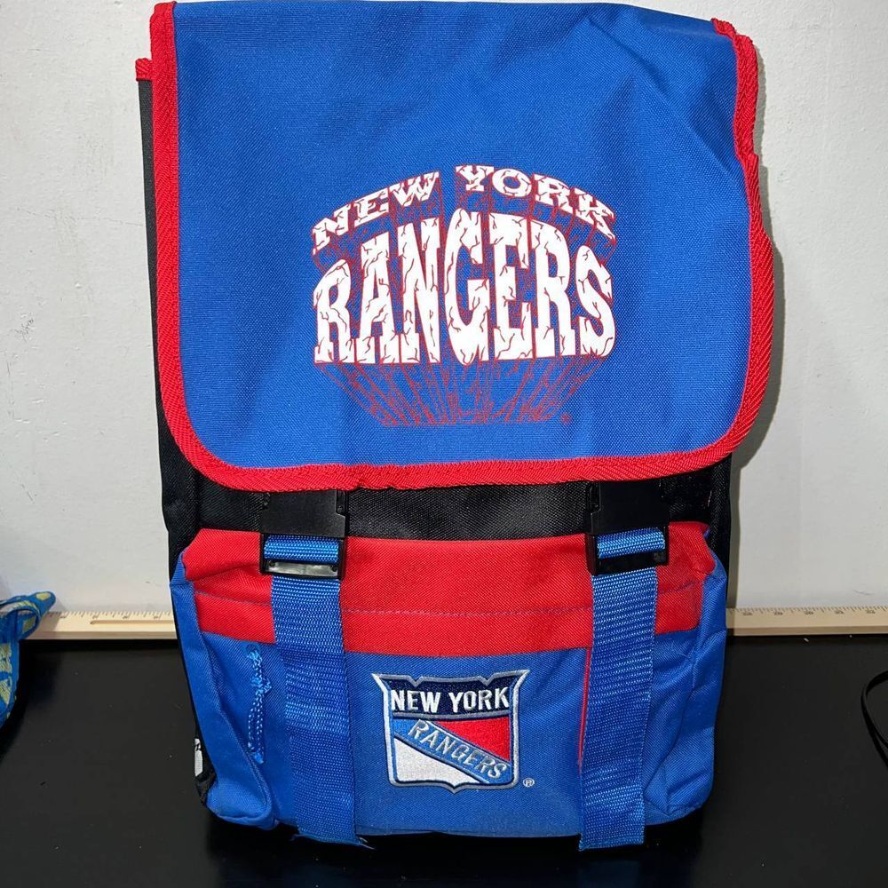 Vintage New York Rangers Retreat Backpack Bag Blue NHL Nasco Little America
