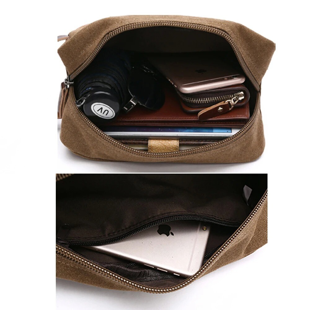 Mens Toiletry Bag Hanging Dopp Kit Canvas Shaving Bag Large Capacity for Travel