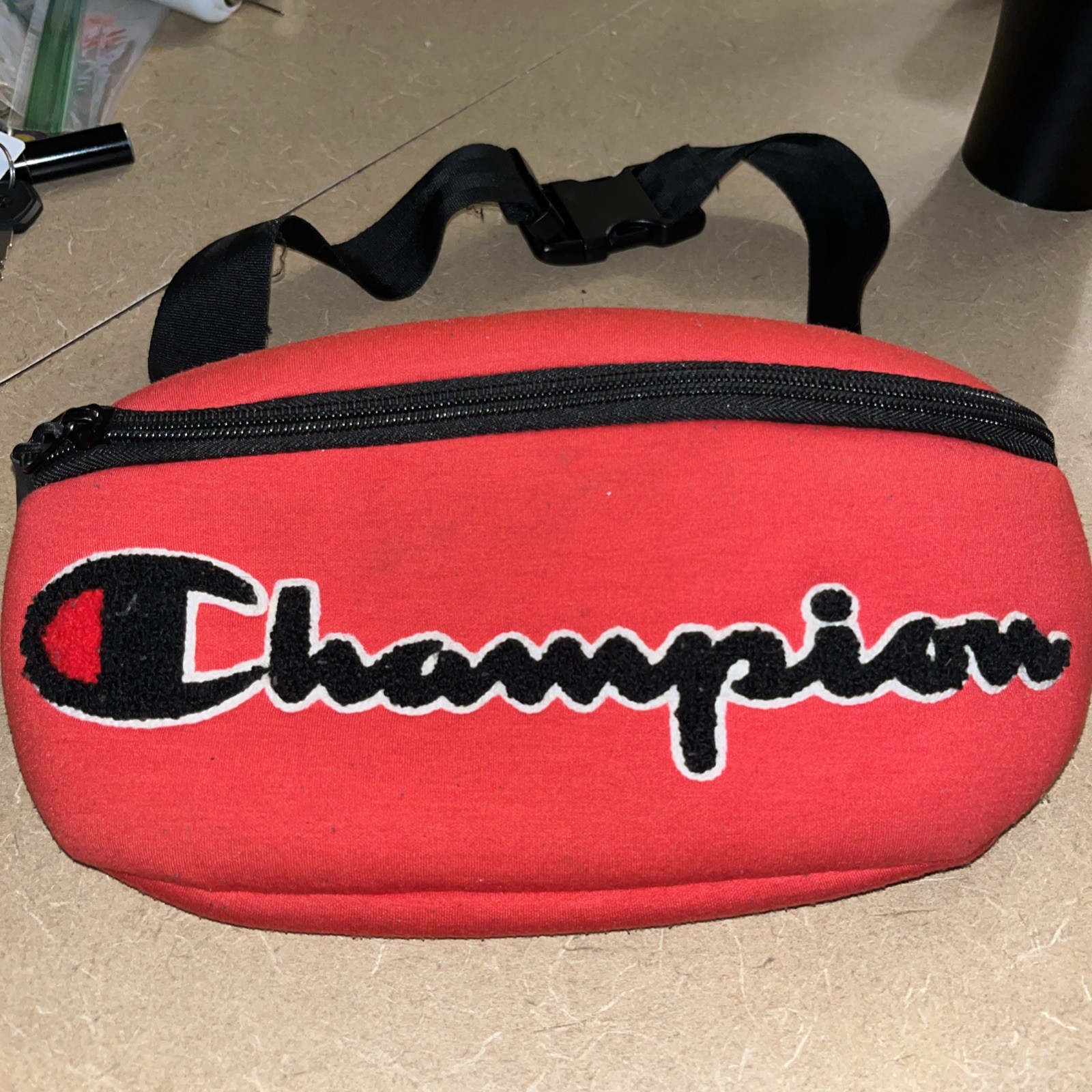 Champion Red Black Waist Pack Fanny Pack Belt Bag Running Walking Red 3d Logo