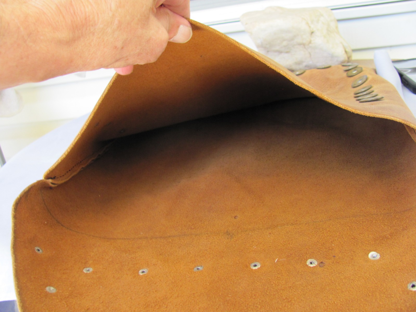 Hand Made Brown Leather Rustic Bag/Tote 12 Gauge Trim Pieces 15″T, 14″W, 1.5″D