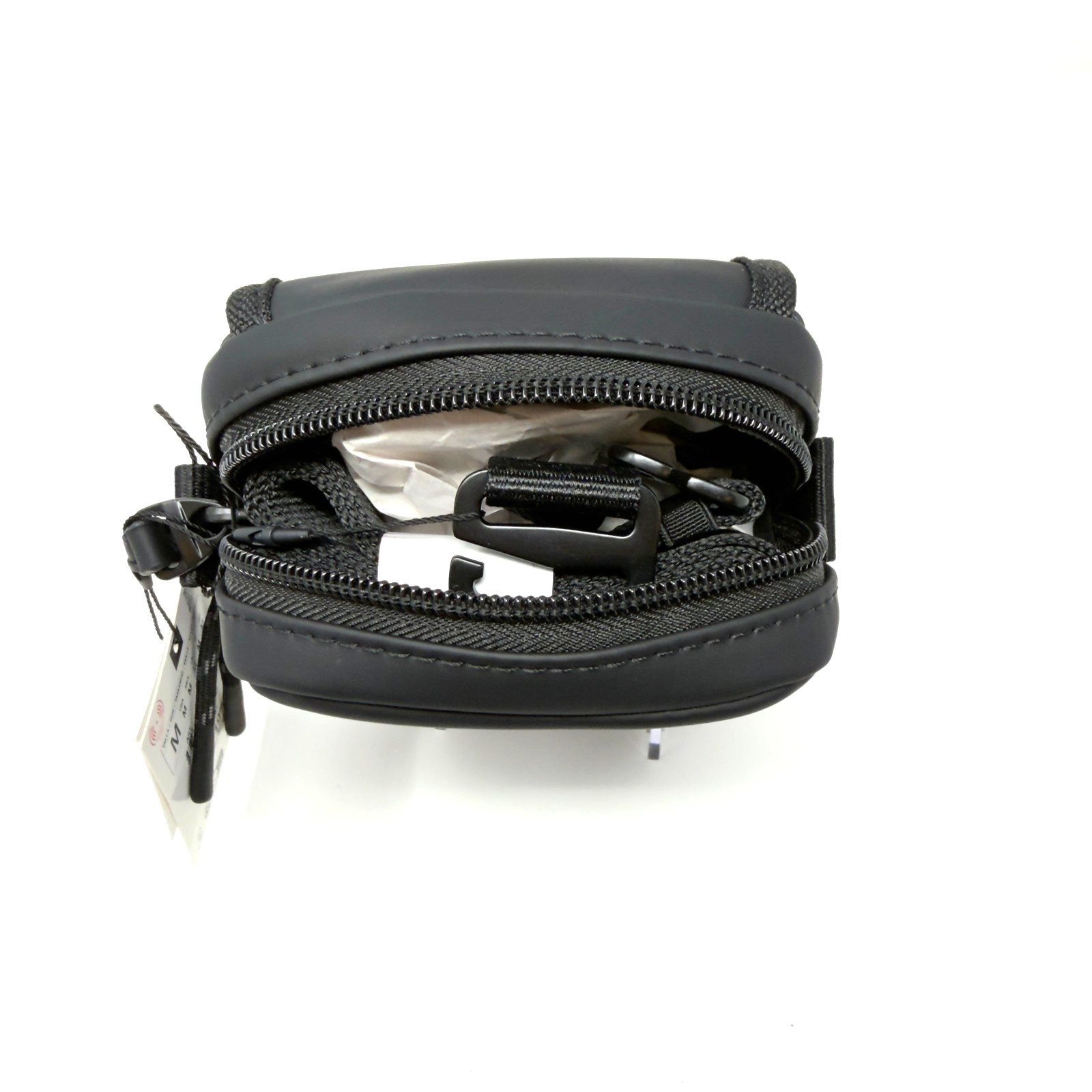 Zara Rubberized Crossbody Bag Black Buckle Pocket Adjustable Strap Minimalist