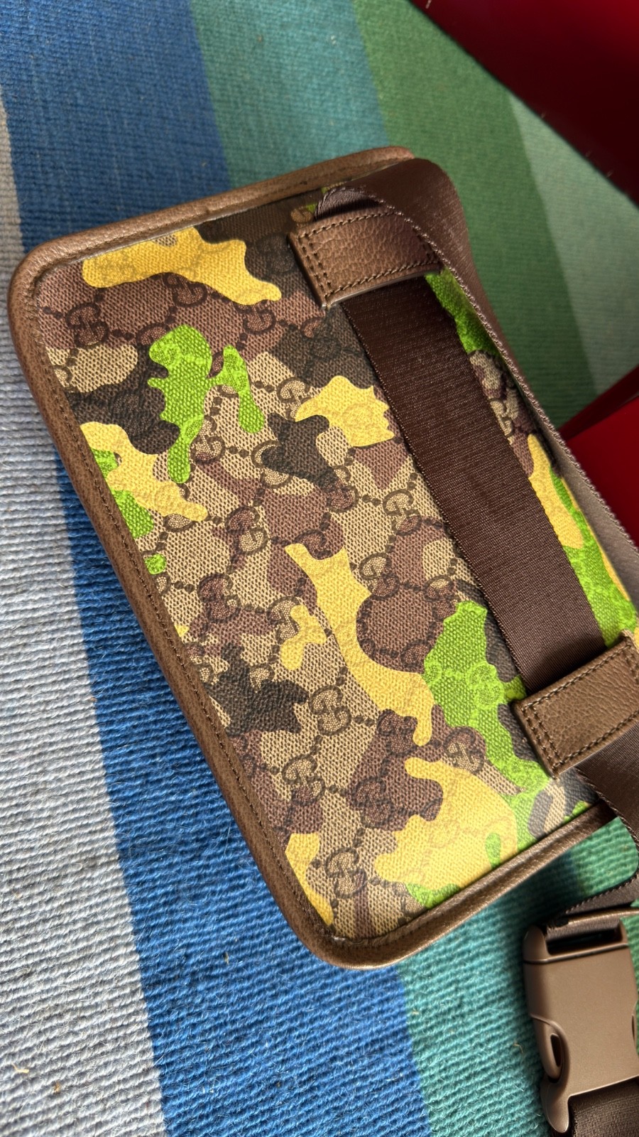Gucci GG Monogram Camo Belt Bag Small Beige Men Italy w/ Box Receipt