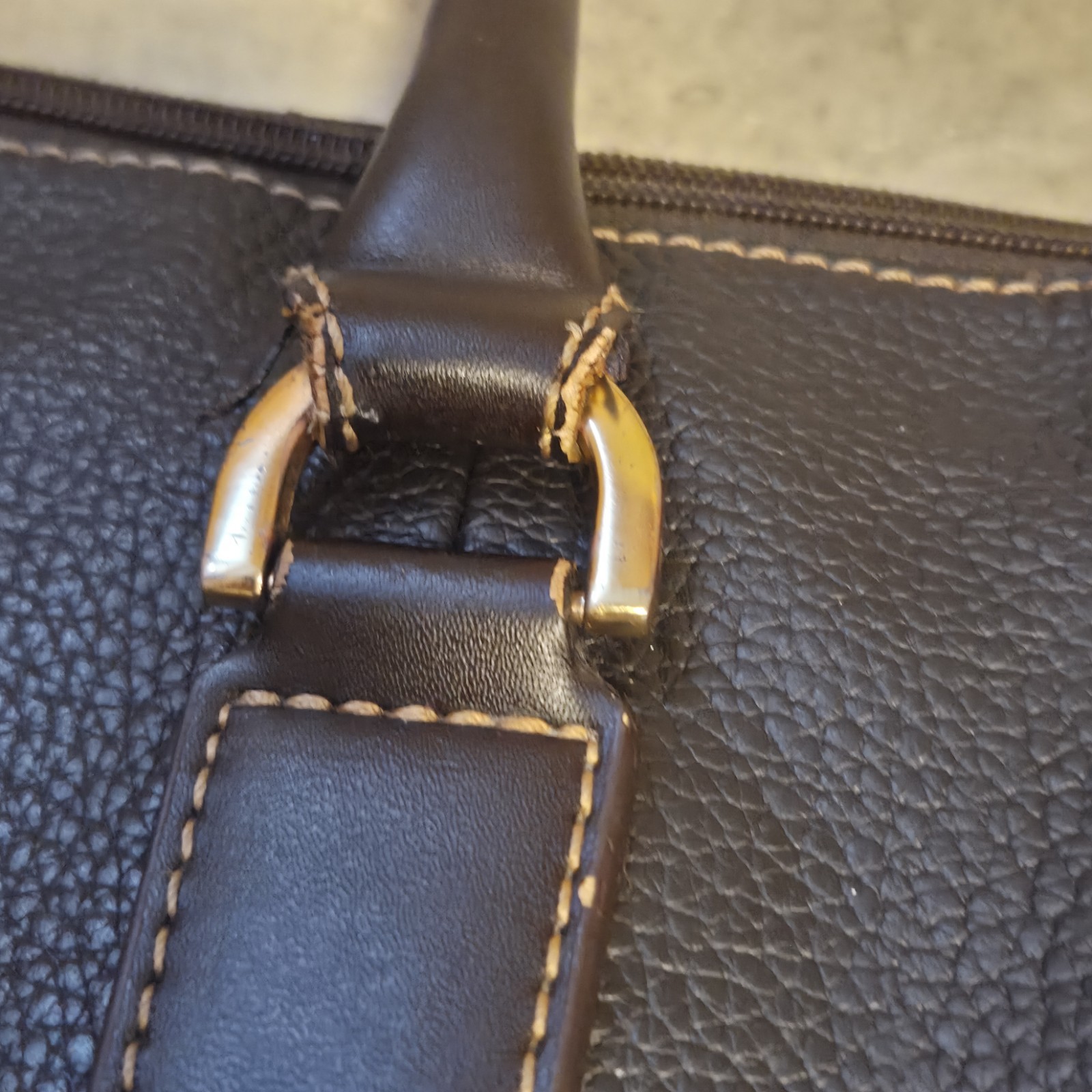 BROOKS BROTHERS Brown Pebbled Leather Men’s Laptop Briefcase Messenger Bag