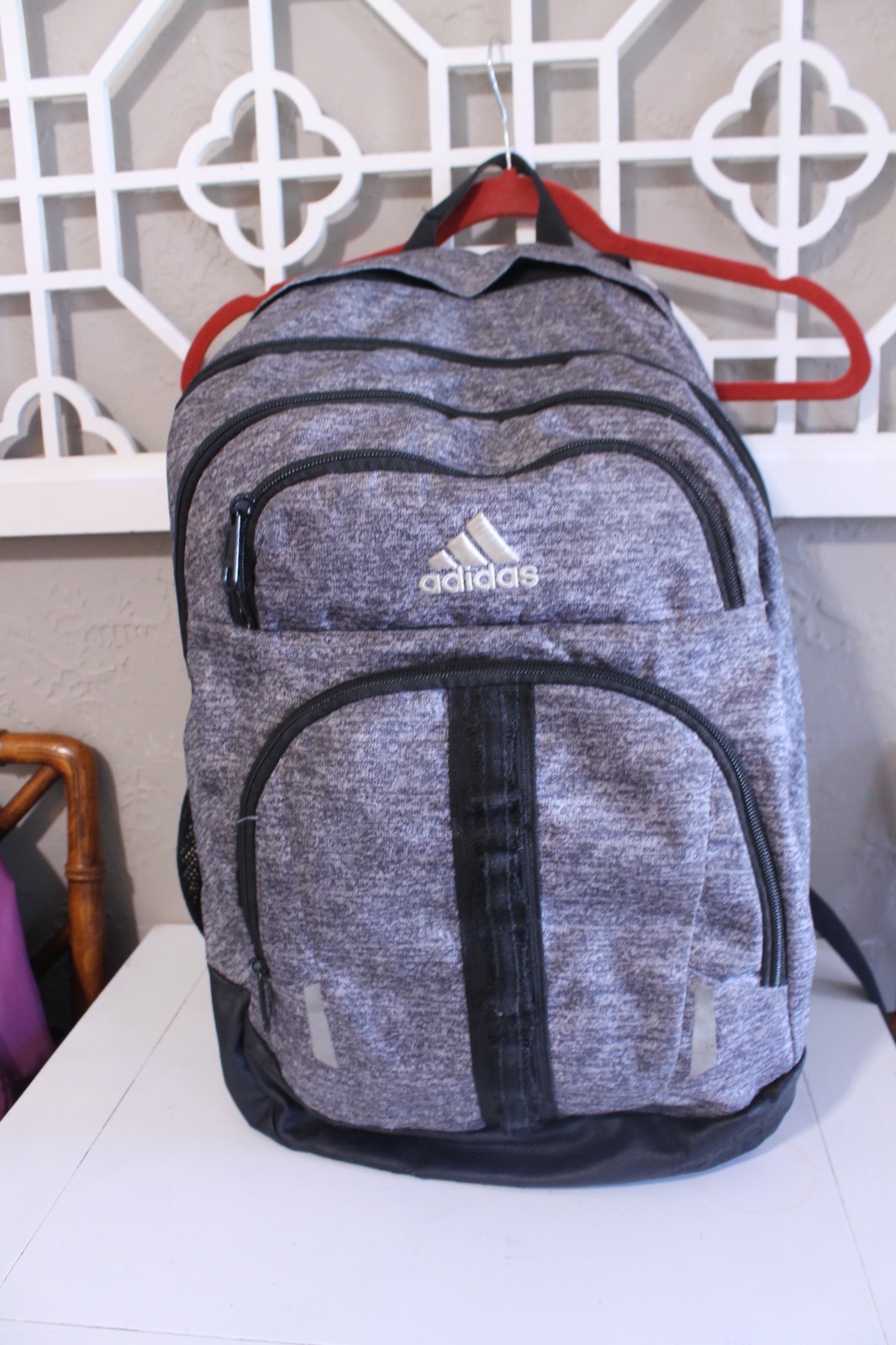 Adidas Backpack Heathered Gray LoadSpring School Gym Travel Book Bag Casual