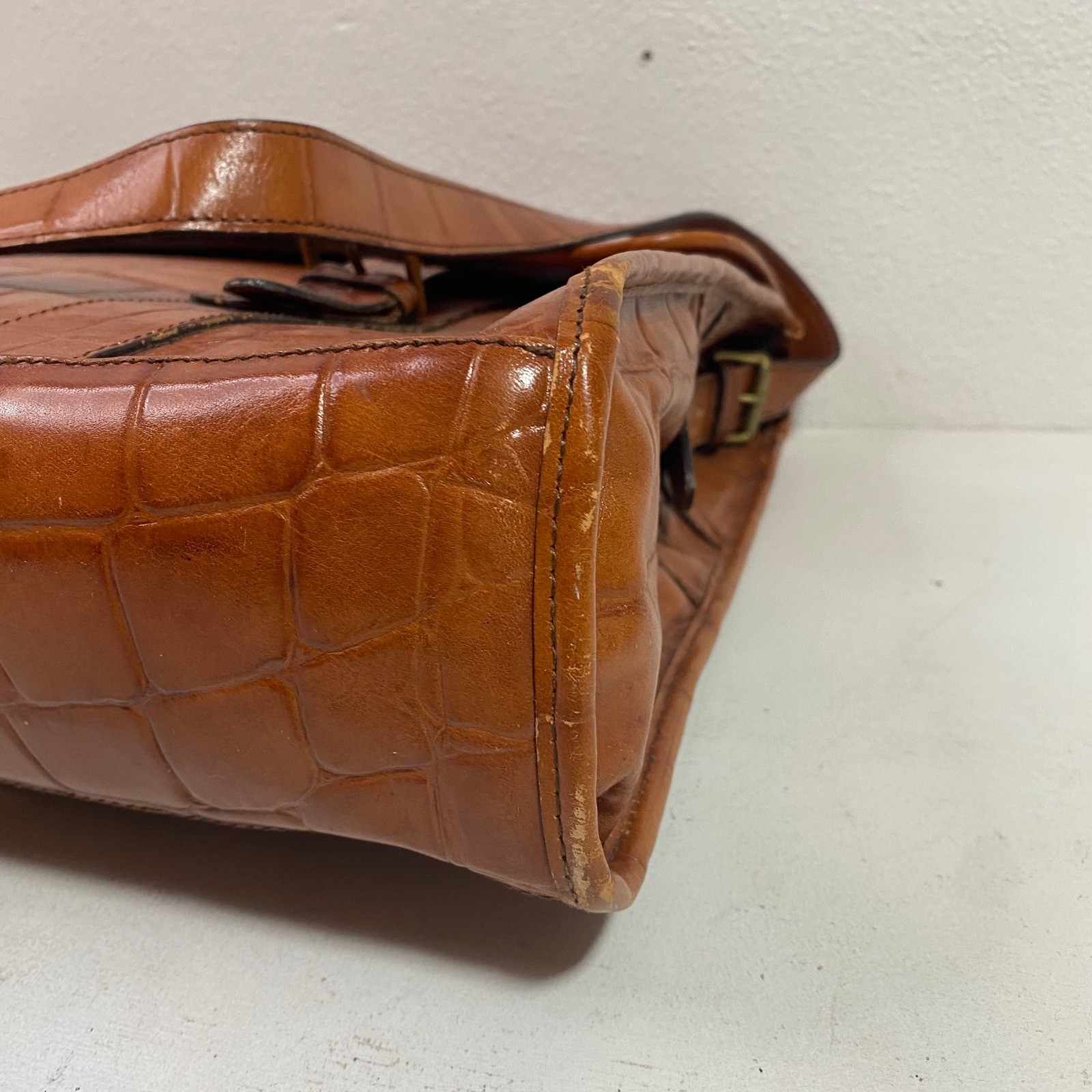 Vintage Mulberry Leather Briefcase Hunter Cango Croc Embossed HB5564/123