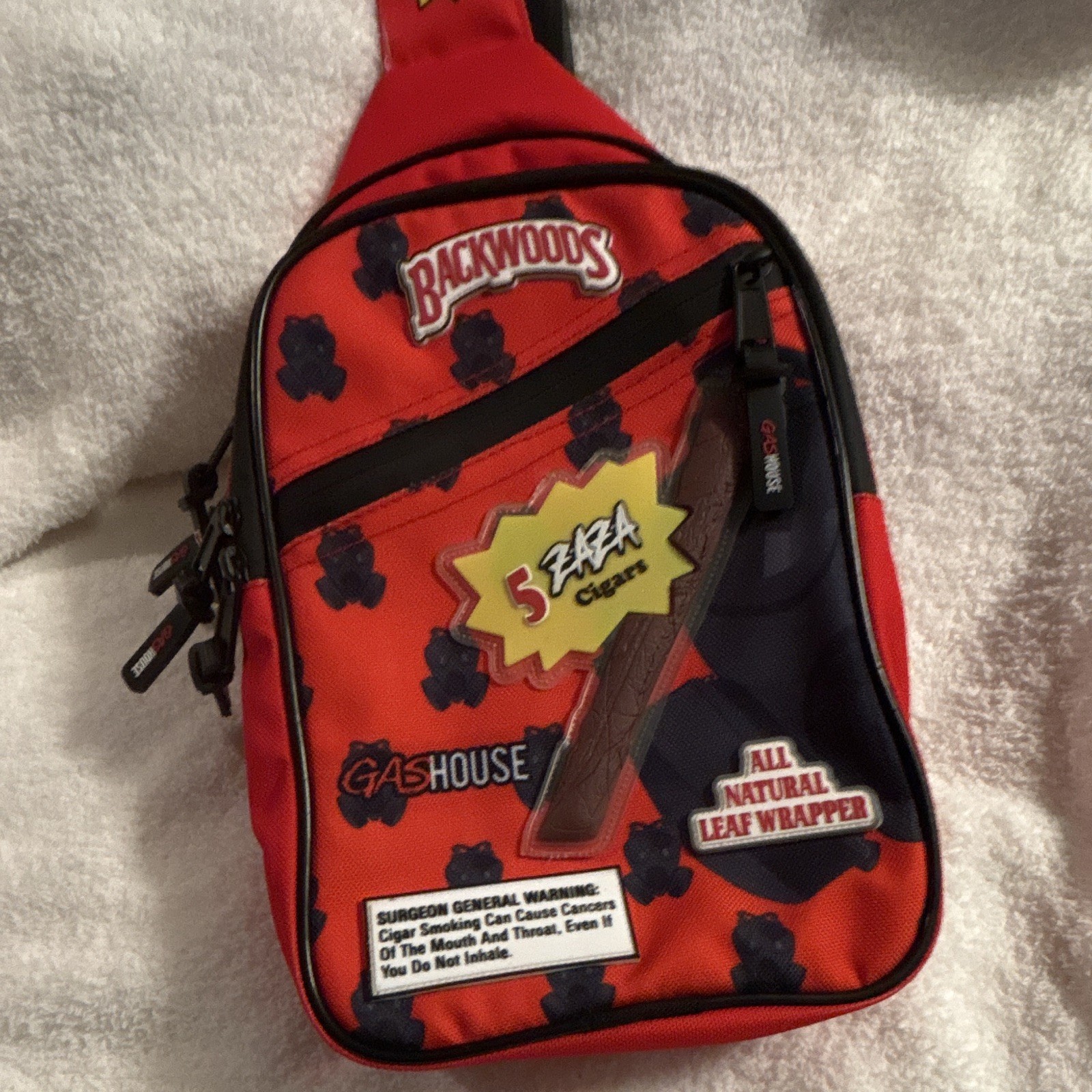 Backwoods Red/Black Graphic Crossbody Sling Bag Zip Pockets Adjustable