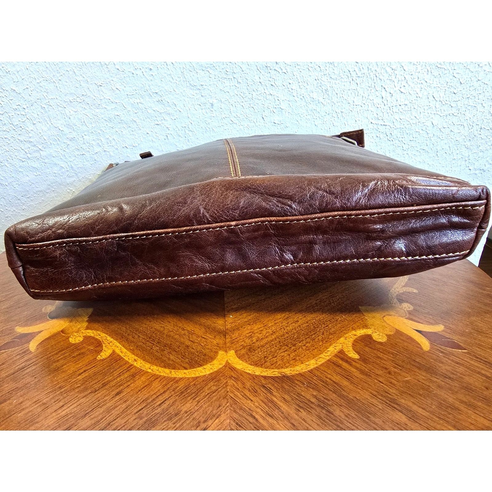 Jack Georges Brown Buffalo Leather Crossbody Bag Voyager Collection #7312