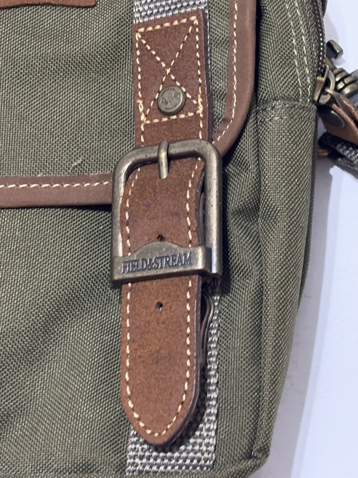 Field & Stream Olive Green Canvas Crossbody Bag Utility Outdoors Travel Hiking