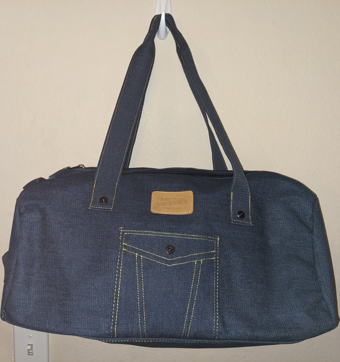 Jean Paul Gaultier Blue Denim Duffle Bag Zip Closure Travel bag
