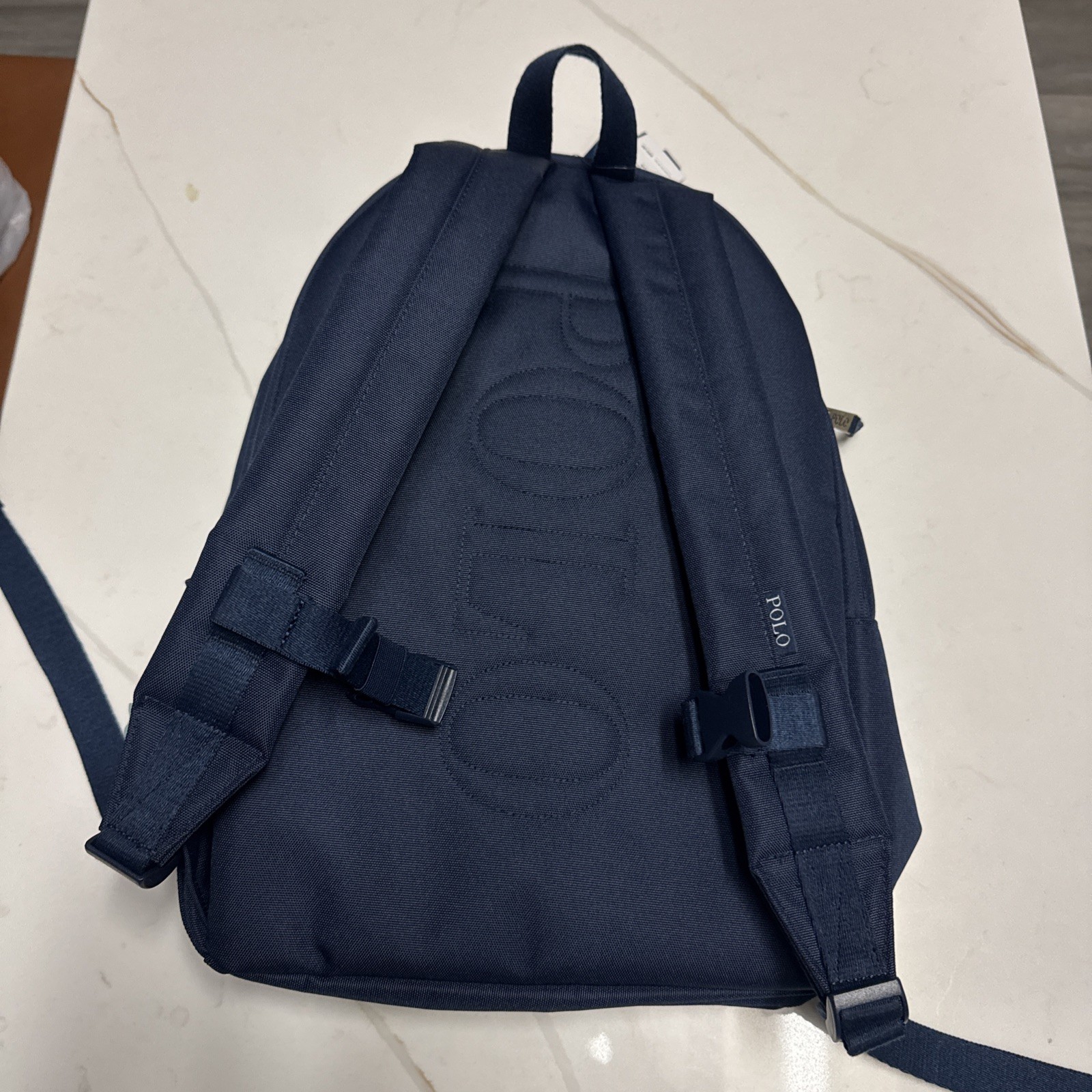 Polo Ralph Lauren Backpack Full Size Laptop Unisex Navy Blue Bear School Bag