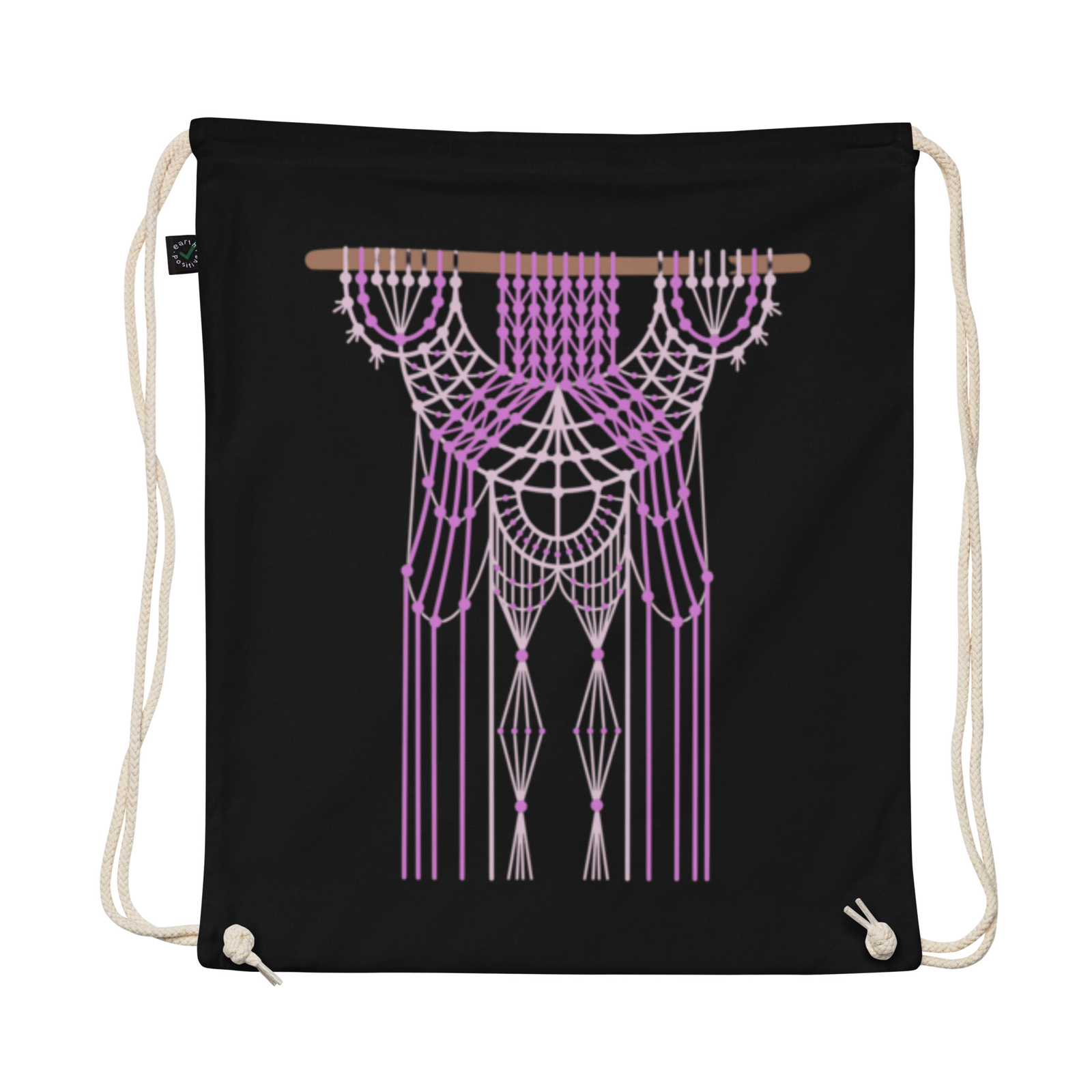 Macrame Organic Cotton Drawstring Bag