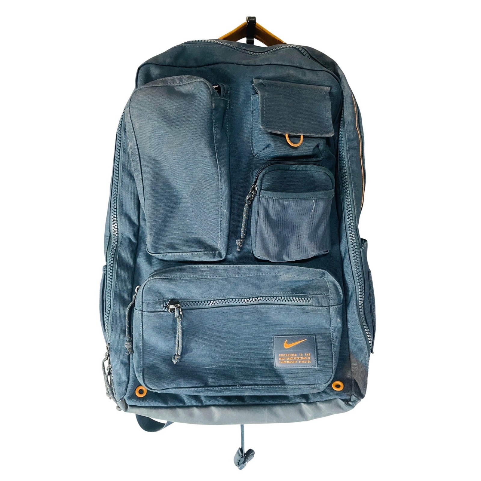 Nike Utility Elite Backpack Navy Blue Orange Training Gym Laptop Bag Air Max