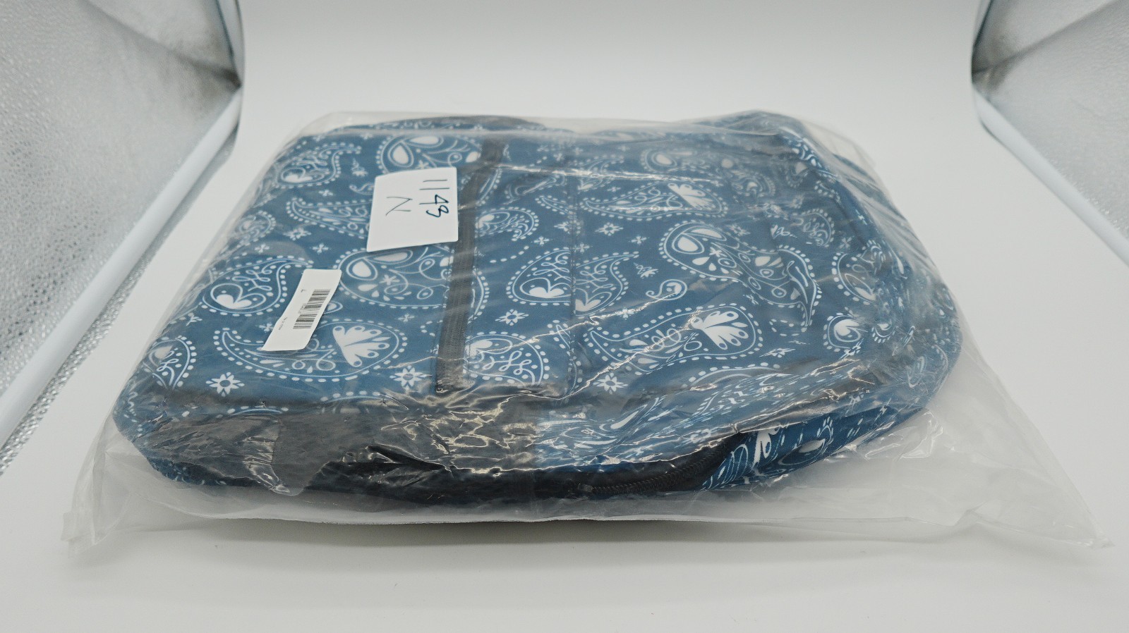 Stylish Blue & White Paisley Pattern Backpack School Travel Daypack Bag 16in