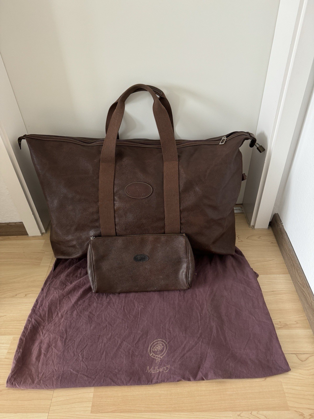 Mulberry Company Vintage Leather Bag Travel Bag Brown England Leather