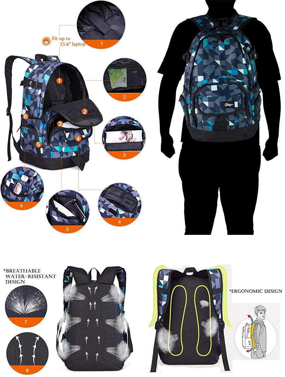 School Backpack Travel Bag for Men & Women Lightweight College Back Pack with…