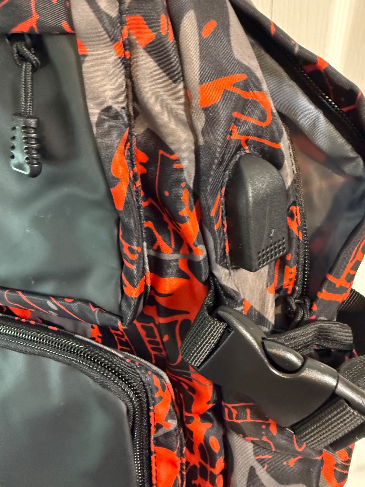 Pawsky Backpack Red Black Skateboard Music Graphic Laptop School Bag