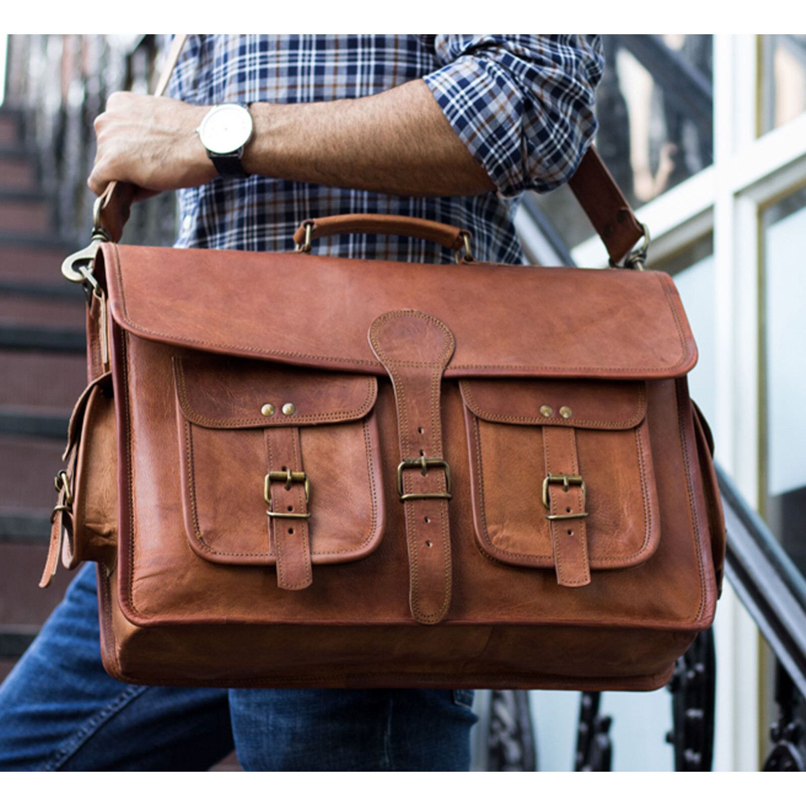 Leather Briefcase Laptop Messenger bag best computer satchel Handmade Bags