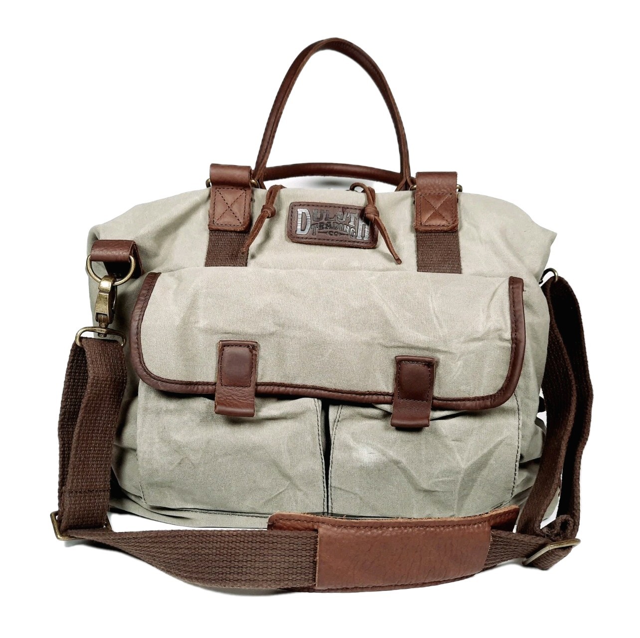 Duluth Trading Company Canvas Travel Duffle Bag 17″Wx14″Hx9″D/Olive Green