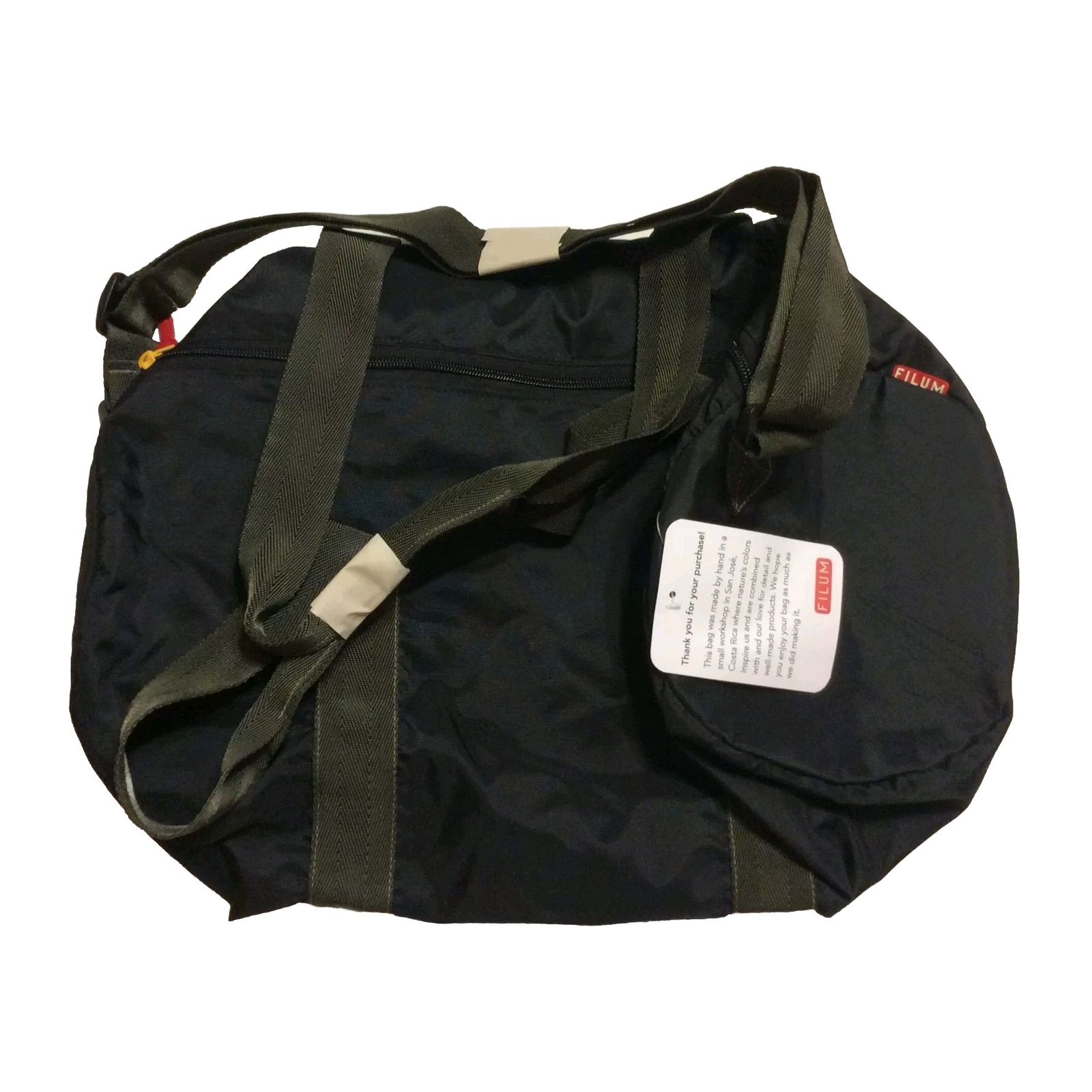 Filum black duffle bag 8”x7”x16” New with tags Water resistant