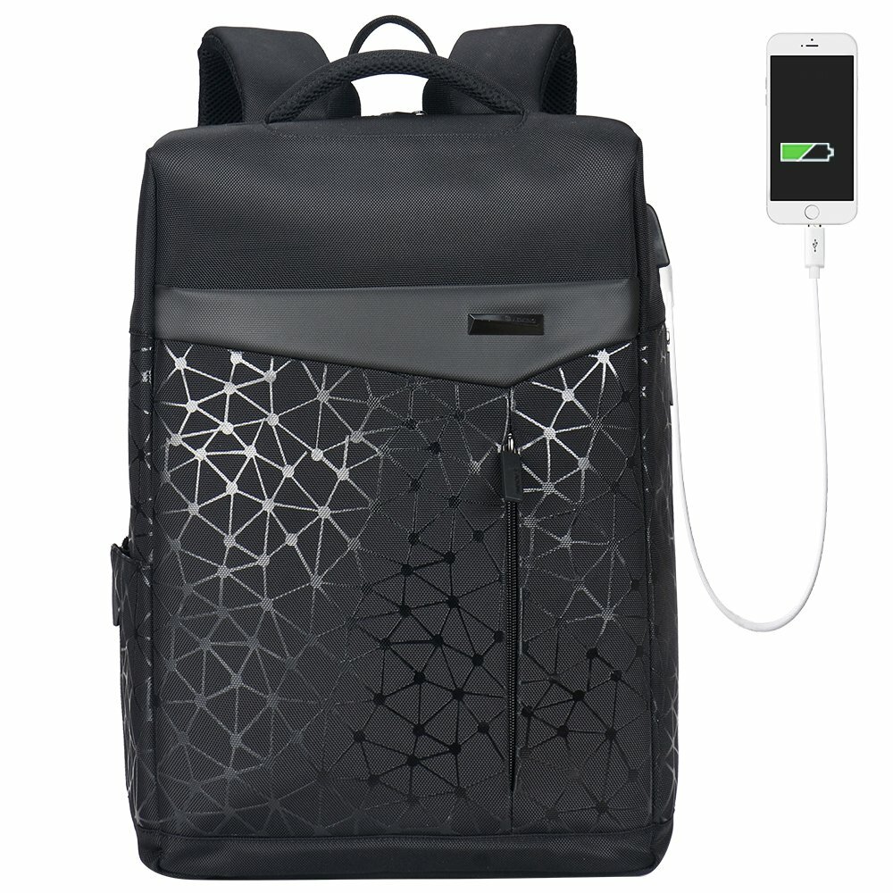 Aoking Sac à dos élégant pour ordinateur portable urbain antivol USB carré
