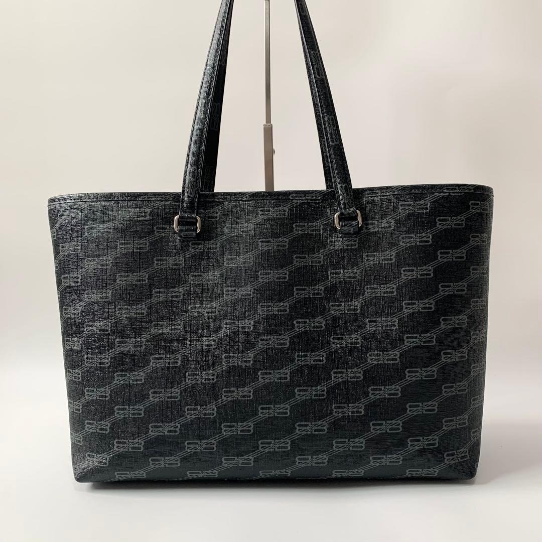 BALENCIAGA Signature BB Monogram Shopper Tote Bag PVC Black 702698 Used