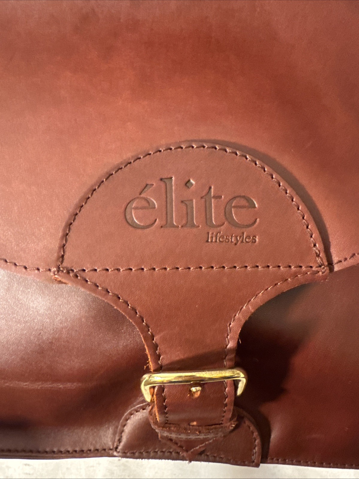 Elite Lifestyles Leather Briefcase Cognac Brown