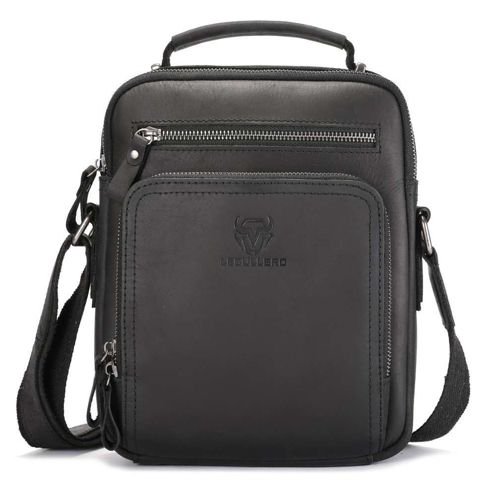 LEBULLBRO Men’s Crazy Horse Leather Crossbody Bag Shoulder Business Handbag M