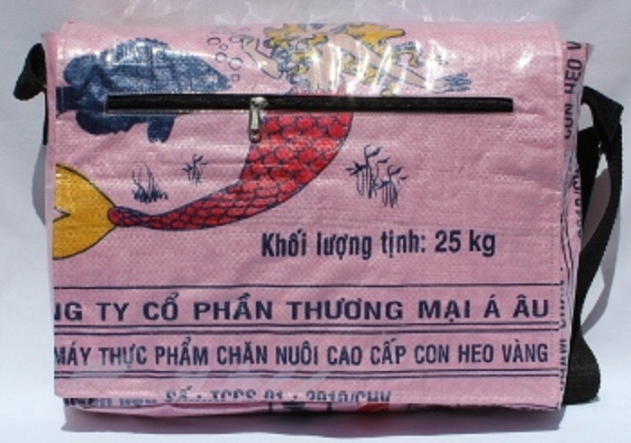 Fair Trade Recycled SuperDeluxe Ex Large Messenger Bags made from Fish Feed Bags