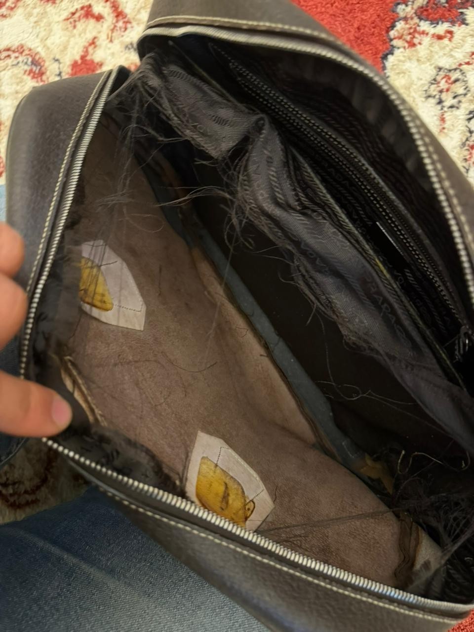 Prada Leather Briefcase Bag Safaiano Brow Luxury Shoulder Travel