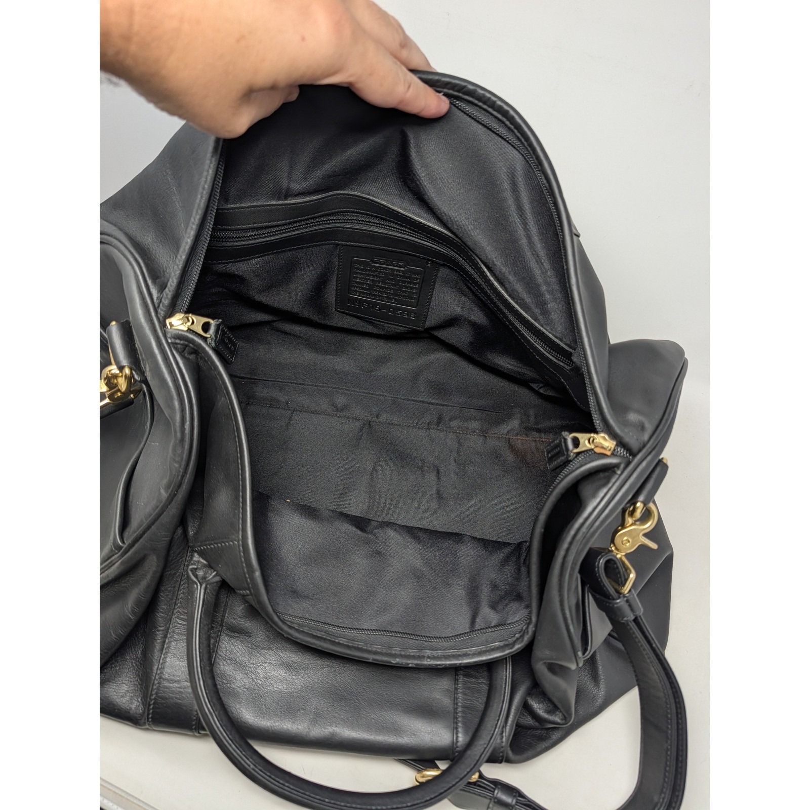Coach Transatlantic Duffel Bag Black Leather Travel Weekender F1S-0596