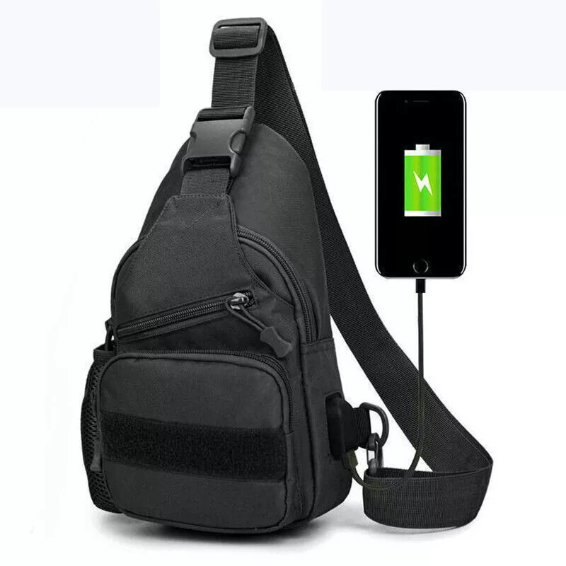 Men Backpack Molle Tactical Sling Chest Pack Shoulder Bag Outdoor Hiking Travel