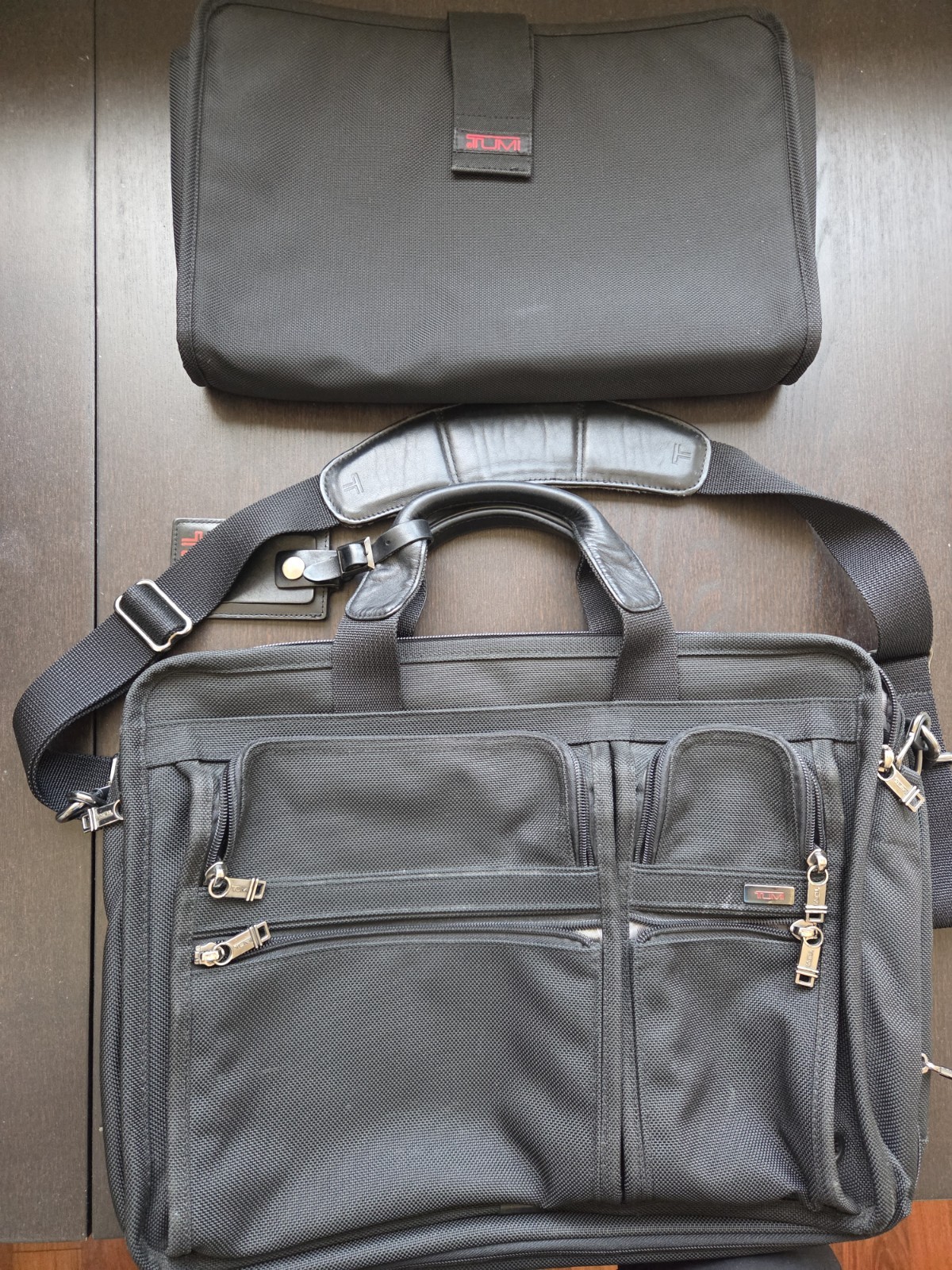 TUMI Alpha Black Canvas Expandable Laptop Briefcase Crossbody 26041D4