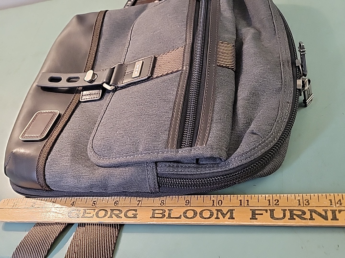 TUMI Alpha Bravo Crossbody Shoulder Bag Gray Brown Zip Flap 222304AT2