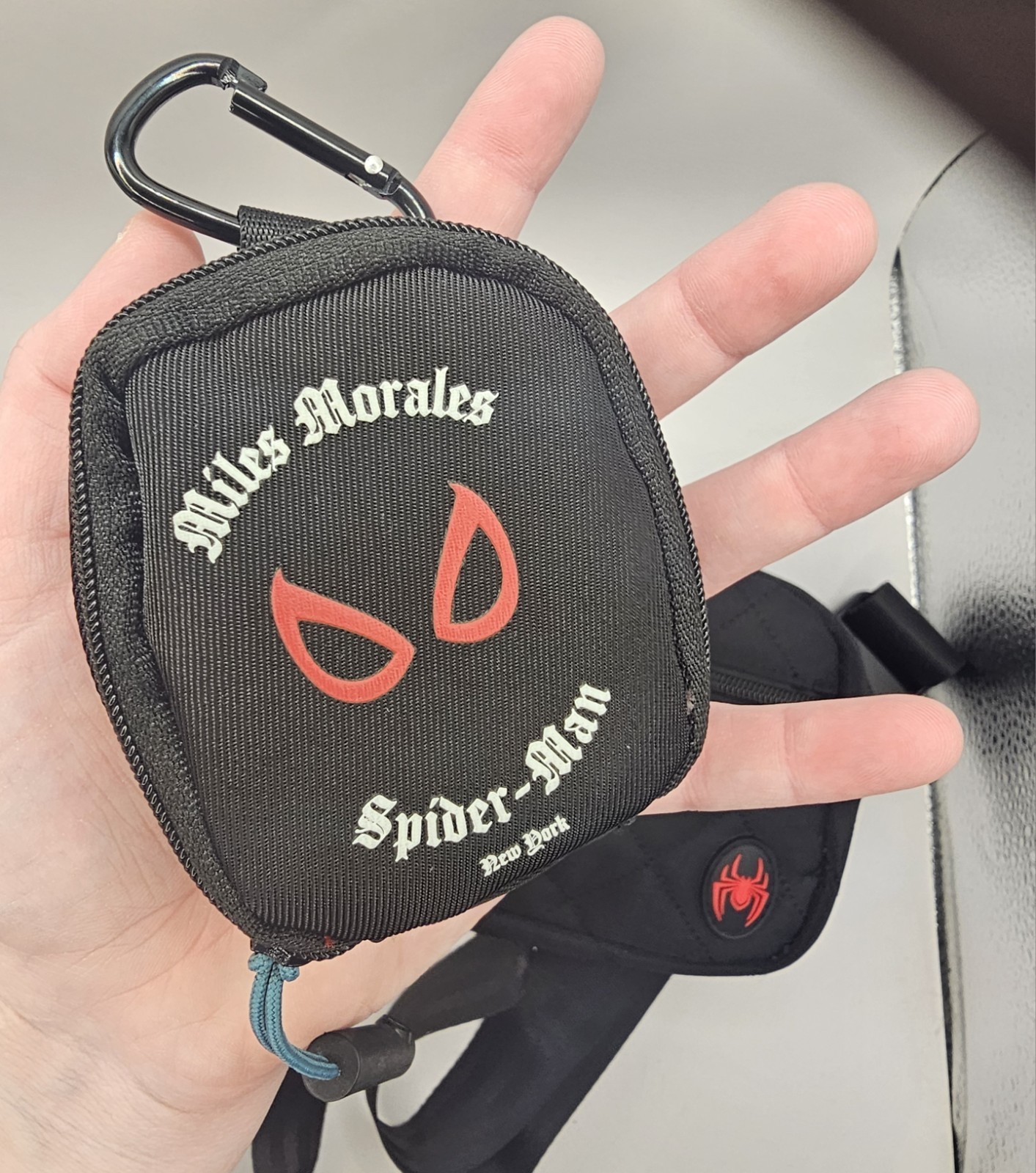 Marvel Miles Morales Spider-Man Crossbody Sling Bag w/ Clip-On Pouch Black/Red