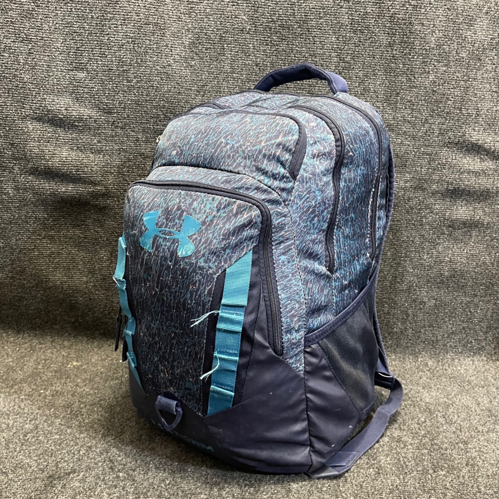 Under Armour 1261825 Teal Blue Patterned Water Resistant Storm Recruit Backpack