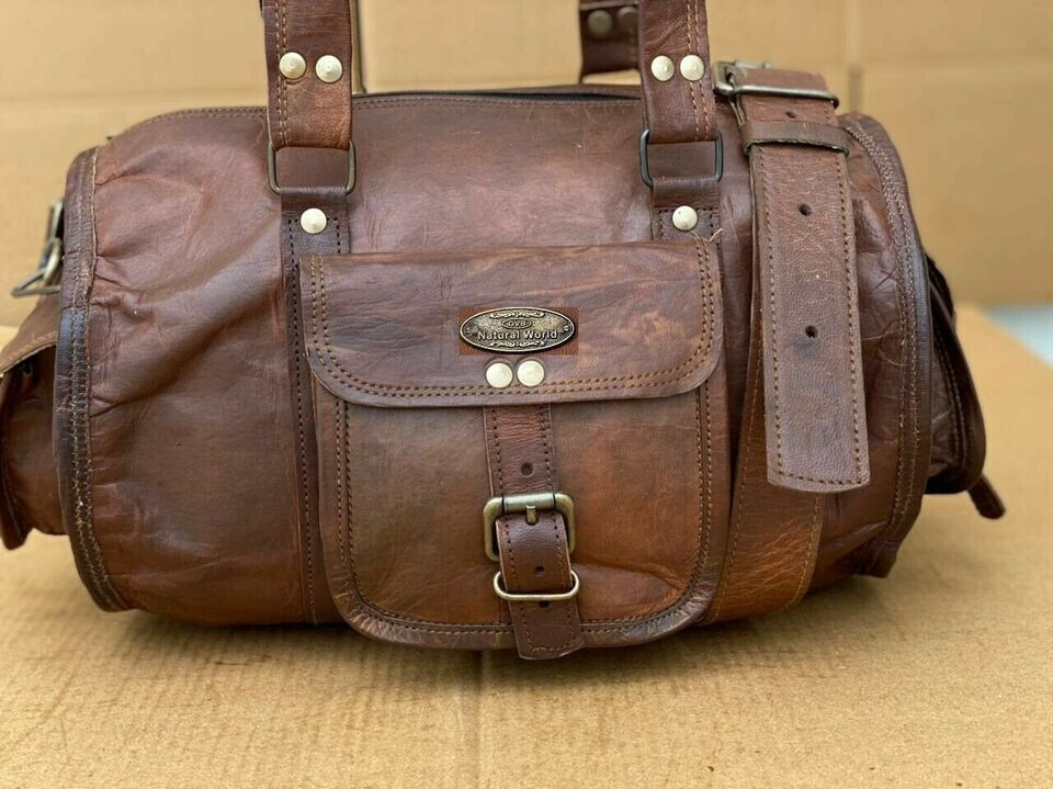 Bag | Gym Sports Bag Airplane Luggage Carry-On Bag 13 Inch Leather Travel Duffl