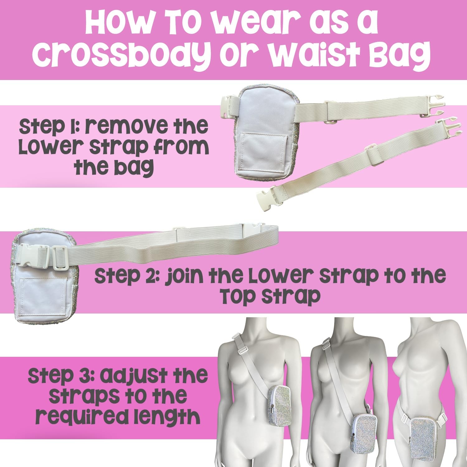 3-IN-1 Thigh Bag Fanny Pack Crossbody Carnival Leg Harness Women Holographic