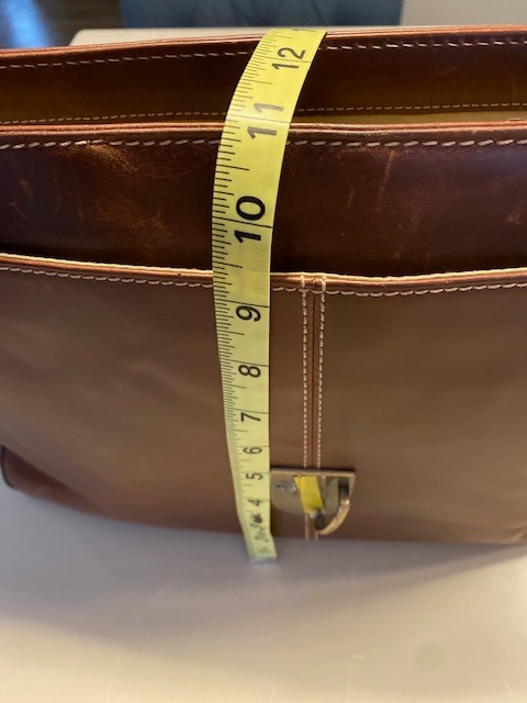 Boconi Cognac Leather Padded Briefcase w/Compartments