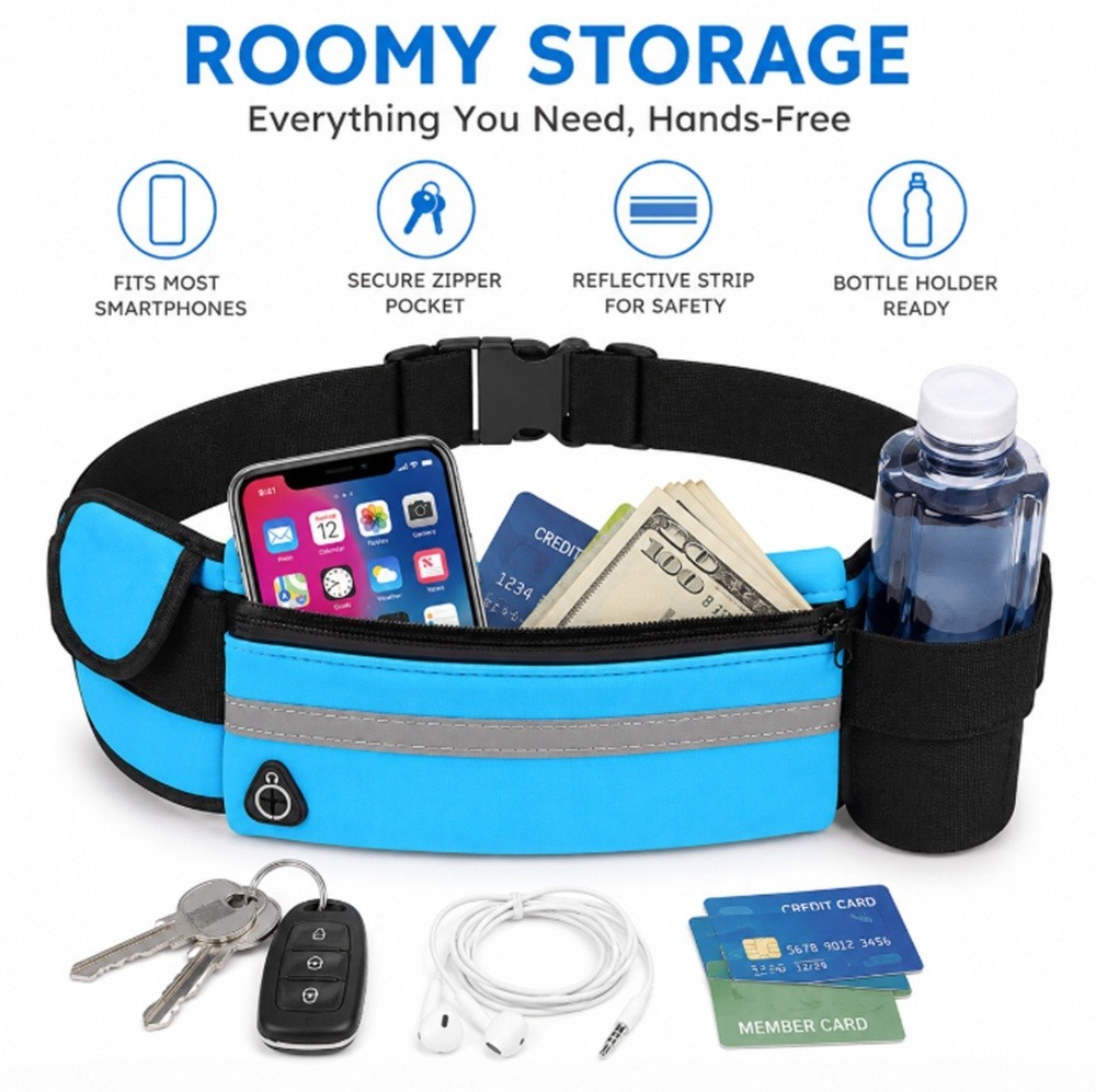 Adjustable Running Belt Water Resistant Waist Pack Fanny Bag Men Women Phone
