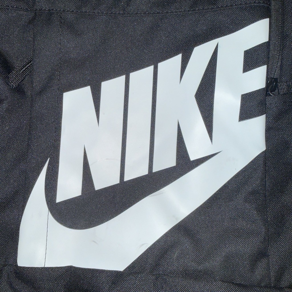 Nike Black Backpack Zip Closure Large White Logo Padded Straps Outer Pockets