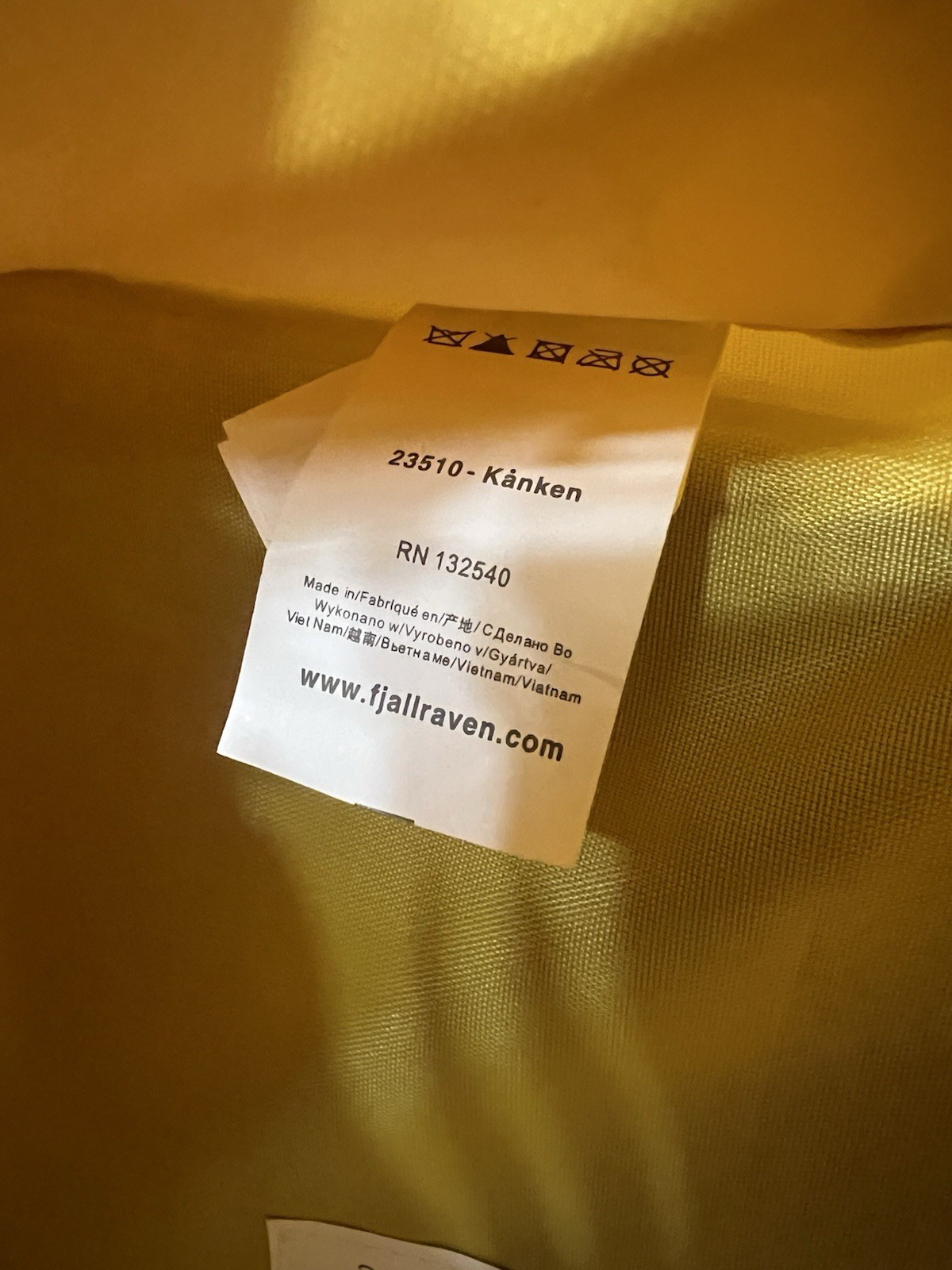 Fjallraven Kanken Classic Backpack Yellow 23510 Sweden Canvas Everyday Outdoor