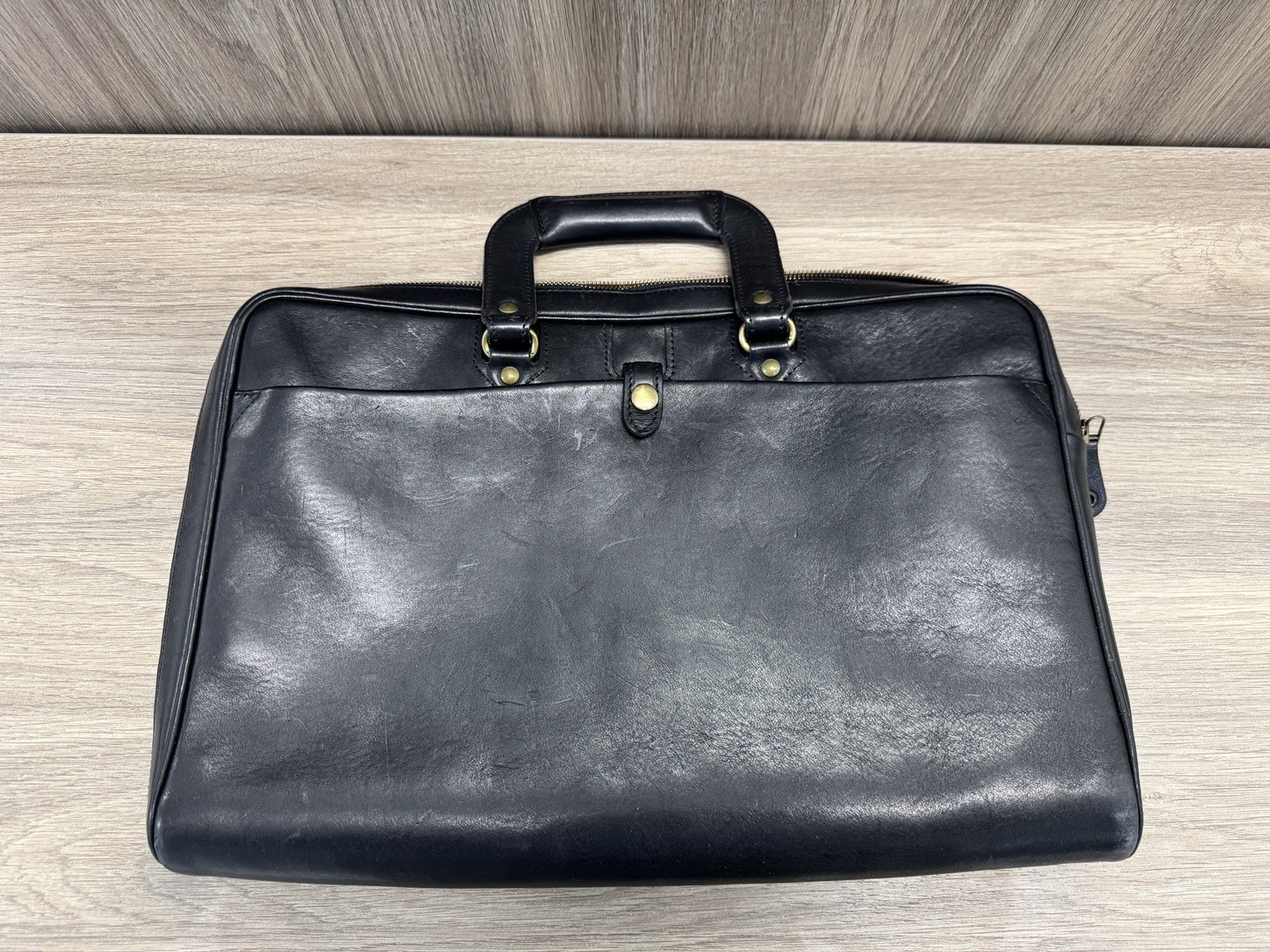 Glaser Designs San Francisco Black Leather Briefcase Laptop Bag *See Description