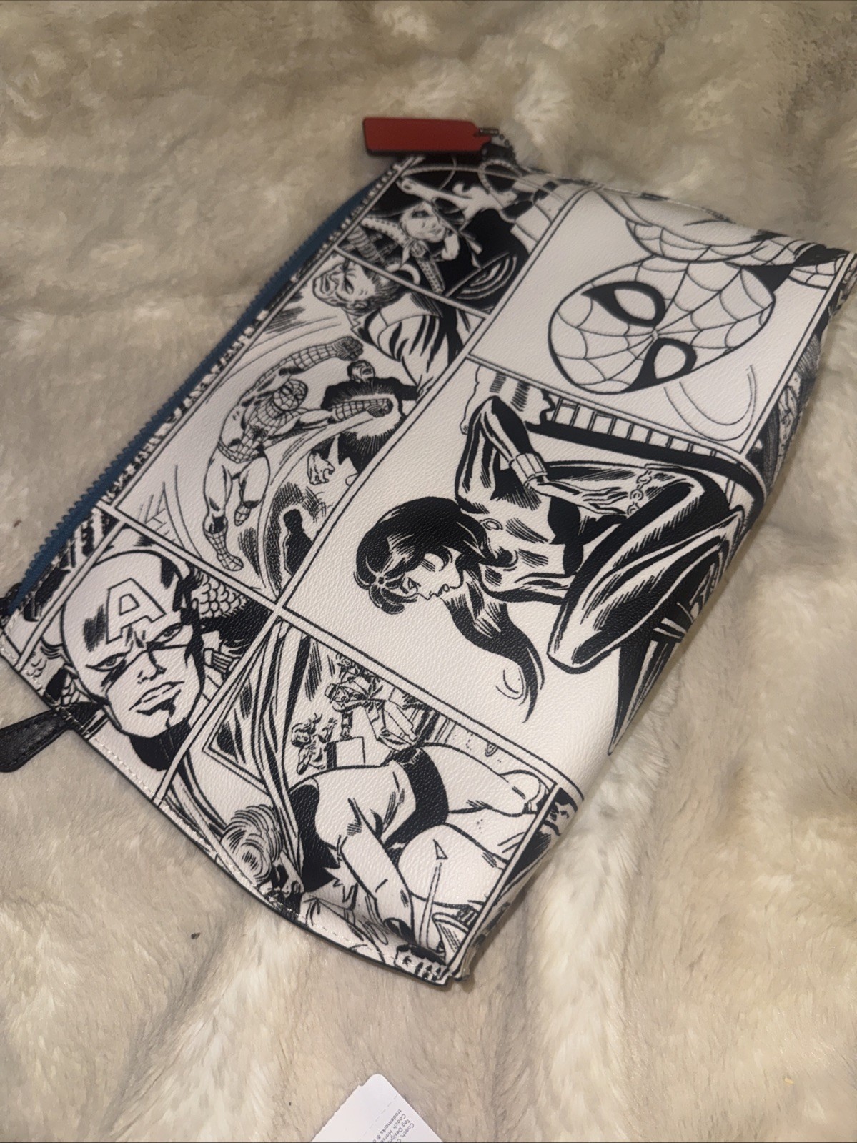 NWT Coach Marvel Comic Book Print Wristlet with Spider Man 1828